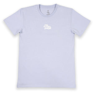 WORTHY BEAUTIFUL BRAVE  - Oversized / Plus Size Long Boxy Tee - Powder Blue with White Print