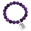 Stone Bracelet - Purple Paradise Agate 10mm Beads - with Silver Word Charm