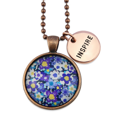 Heart & Soul Collection - Vintage Copper 'INSPIRE' Necklace - Purple Perennials (11212)