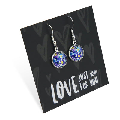 SPRING - Love just for you - Bright Silver Dangle Earrings - Purple Perennials (12713)