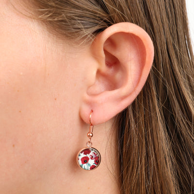 POPPIES Collection - Beautiful Just Like You - Bright Silver Dangle Earrings - Red Poppies (12623)