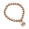The STRONG WOMEN Collection Hematite Bracelet 8mm Beads with word charm - Rose Gold Rebel