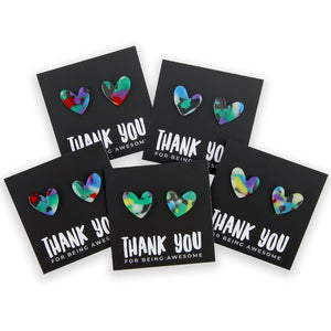 Thank You For Being Awesome - Resin Heart Studs - Festival (8906)