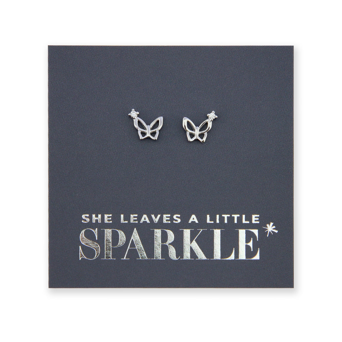 Butterfly Sparkle - Sterling Silver + CZ - She Leaves a little sparkle (13041)
