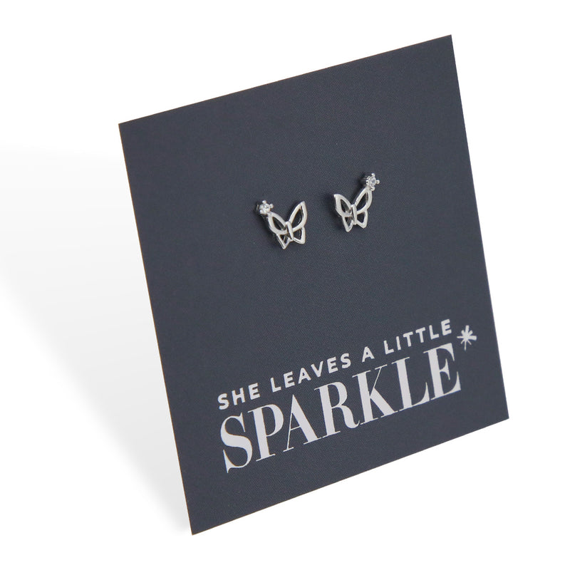 Butterfly Sparkle - Sterling Silver + CZ - She Leaves a little sparkle (13041)