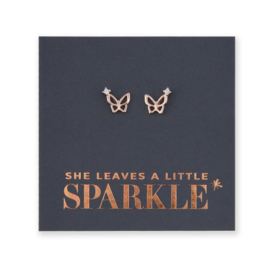 Butterfly Sparkle - Sterling Silver + CZ Rose Gold - She Leaves a little sparkle (13011)