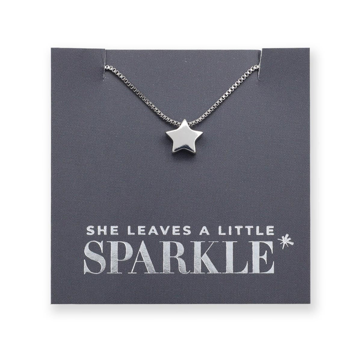 Premium Fine Necklace - 925 Sterling Silver with Star Charm - She Leaves A Little Sparkle (11343)