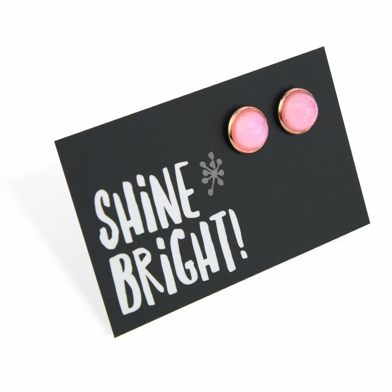 SPARKLEFEST - Shine Bright - Glitter Resin Earrings in Rose Gold - Soft Pink Shimmer (11655)