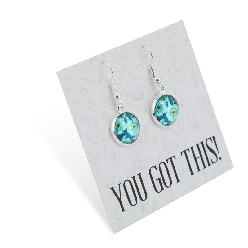 TEAL COLLECTION - You Got This - Bright Silver Dangle Earrings - Sky Bloom Bright (12422)