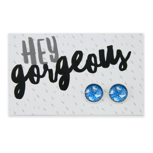 Blue Collection - Hey Gorgeous - Bright Silver 12mm Circle Studs - Snow Birds (11962)