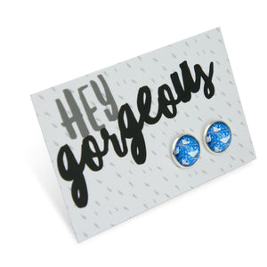 Blue Collection - Hey Gorgeous - Bright Silver 12mm Circle Studs - Snow Birds (11962)