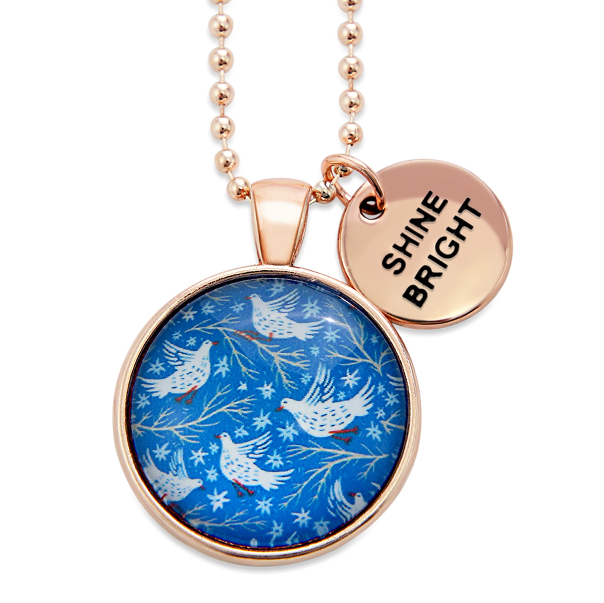 Blue Collection - Rose Gold 'SHINE BRIGHT' Necklace - Snow Birds (10151)