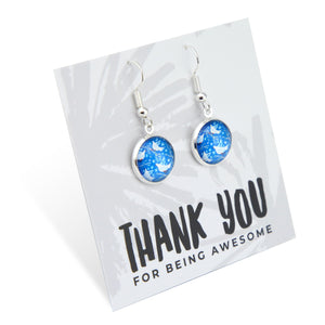 Blue Collection - Thank You For Being Awesome - Bright Silver Dangle Earrings - Snow Birds (9114-F)