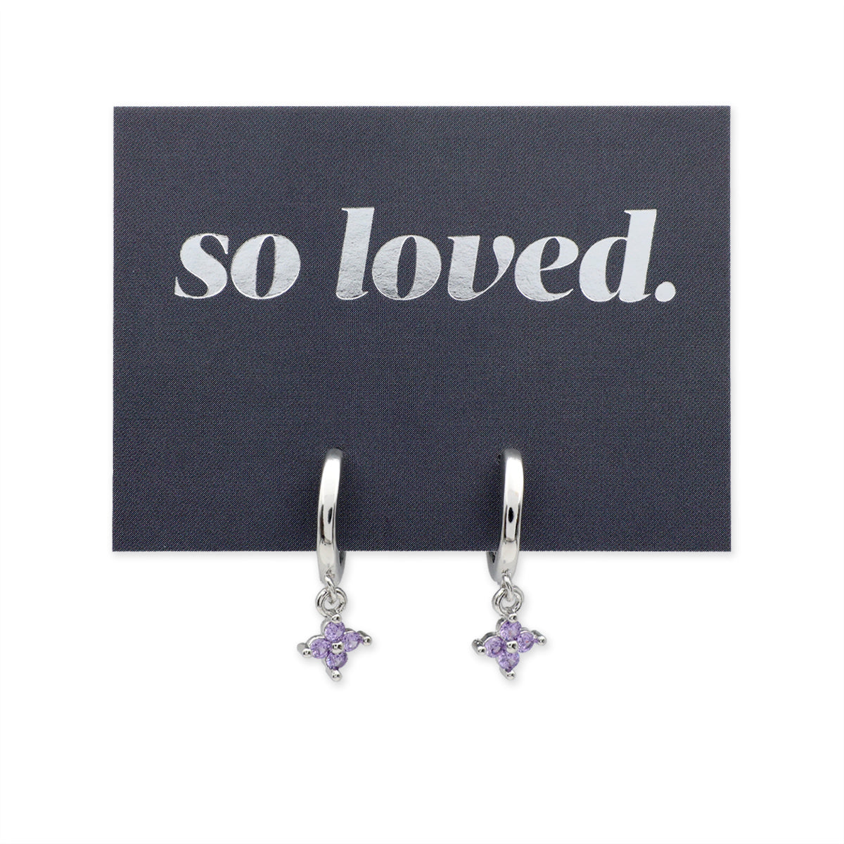HUGGIES - So Loved - Sterling Silver Hoops with Purple CZ Star Charm (11962)
