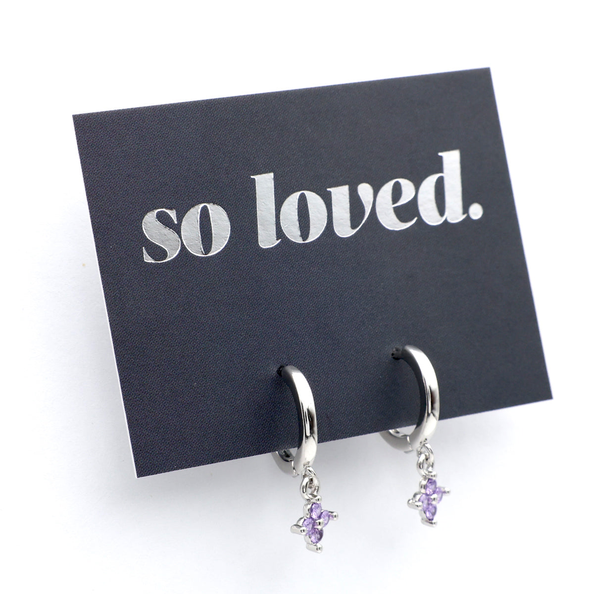 HUGGIES - So Loved - Sterling Silver Hoops with Purple CZ Star Charm (11962)