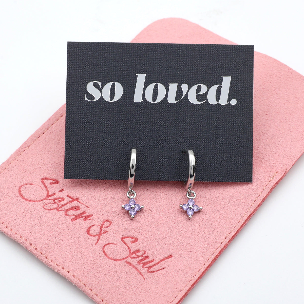 HUGGIES - So Loved - Sterling Silver Hoops with Purple CZ Star Charm (11962)