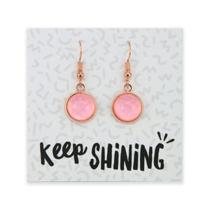 SPARKLEFEST - Keep Shining - Stainless Steel Rose Gold Dangle Earrings - Pale Pink Shimmer (11444)