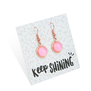 SPARKLEFEST - Keep Shining - Stainless Steel Rose Gold Dangle Earrings - Pale Pink Shimmer (11444)