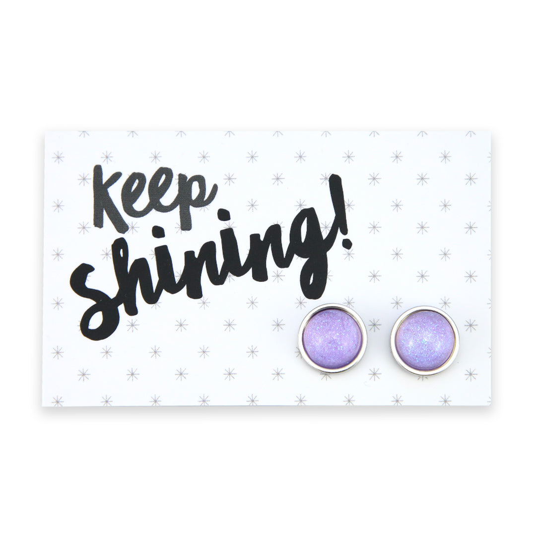 SPARKLEFEST - Keep Shining - Lilac Shimmer Resin - Silver Stainless Steel Studs (2413)
