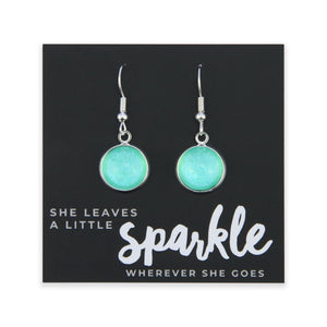 SPARKLEFEST - She Leaves A Little Sparkle - Vintage Silver Dangle Earrings - Minty Shimmer (11954)