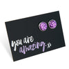 SPARKLEFEST - You are Amazing - Purple Glitter Resin - Silver Studs (9305)