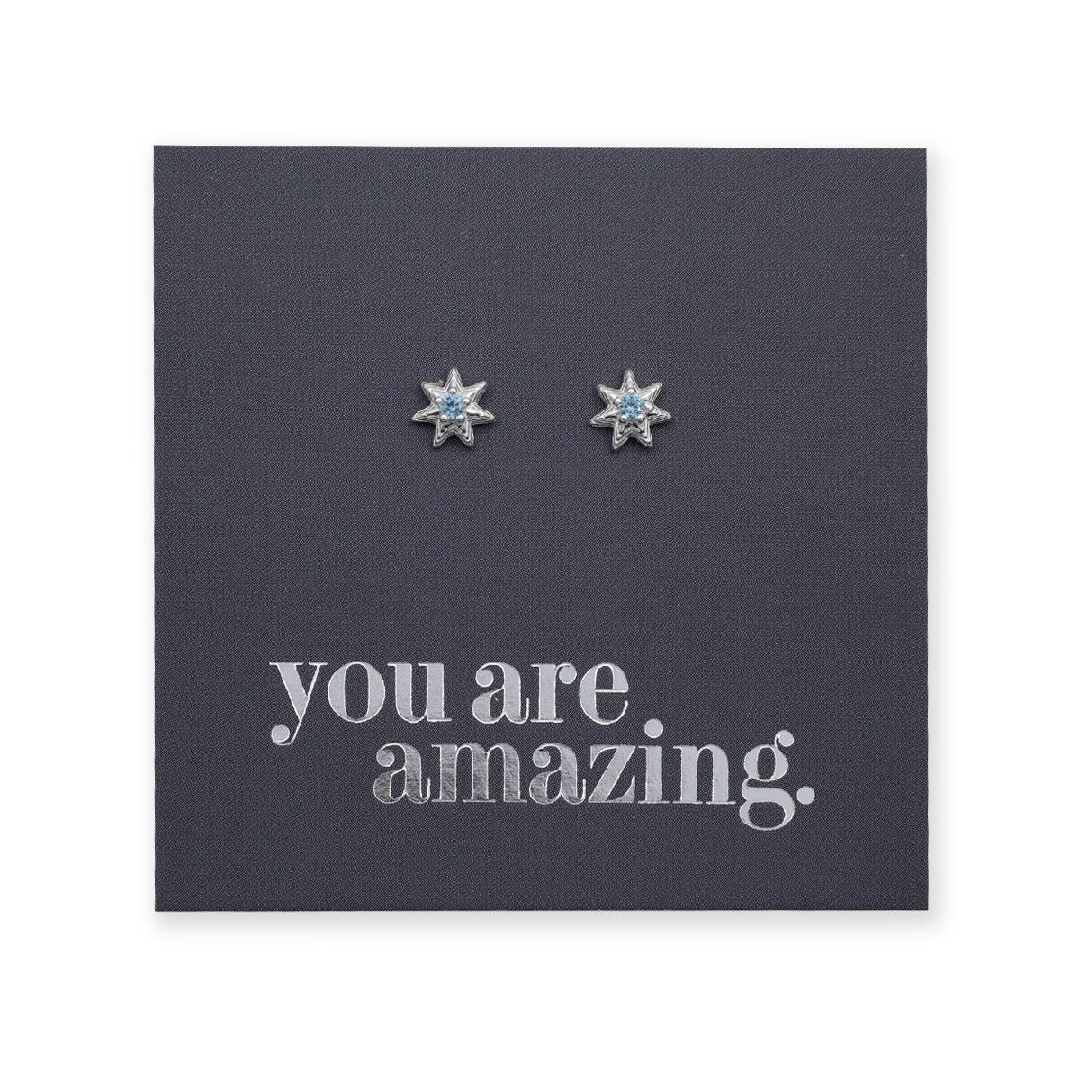 Sterling Silver Star with ICE Blue CZ with BONUS GIFT Pouch - You Are Amazing