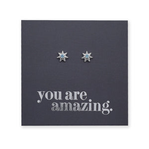 Sterling Silver Star with ICE Blue CZ with BONUS GIFT Pouch - You Are Amazing