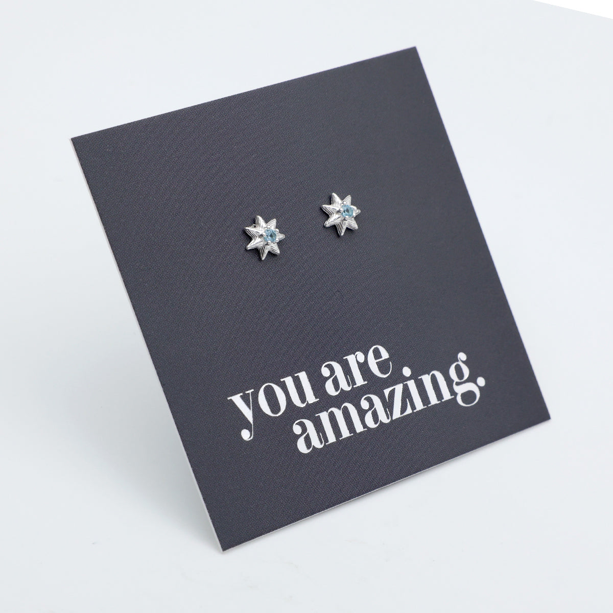 Sterling Silver Star with ICE Blue CZ with BONUS GIFT Pouch - You Are Amazing