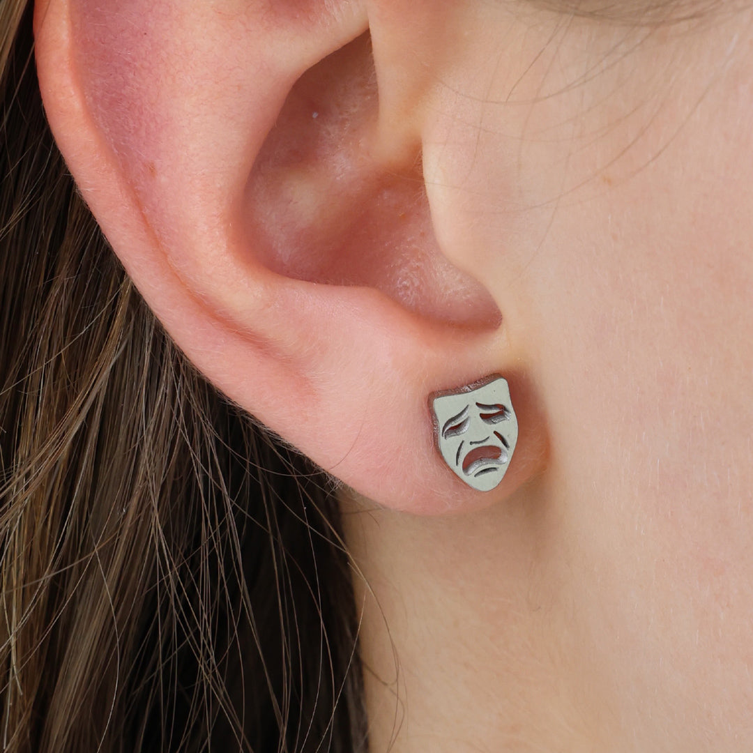 Stainless Steel Earring Studs - She Leaves A Little Sparkle - Drama Masks