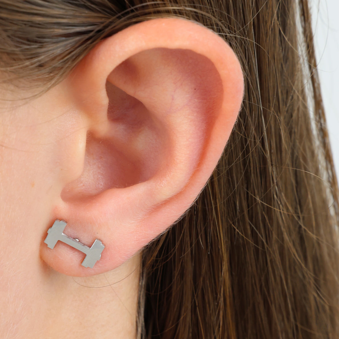 Stainless Steel Earring Studs - You Got This - DUMBBELLS