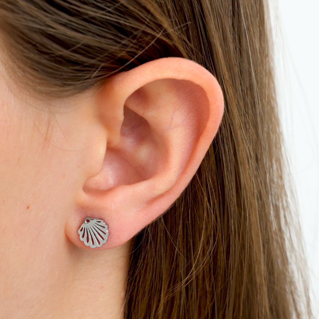 Stainless Steel Earring Studs - Breathe. Relax. Enjoy - SEA SHELLS