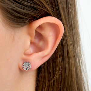 Stainless Steel Earring Studs - Breathe. Relax. Enjoy - SEA SHELLS