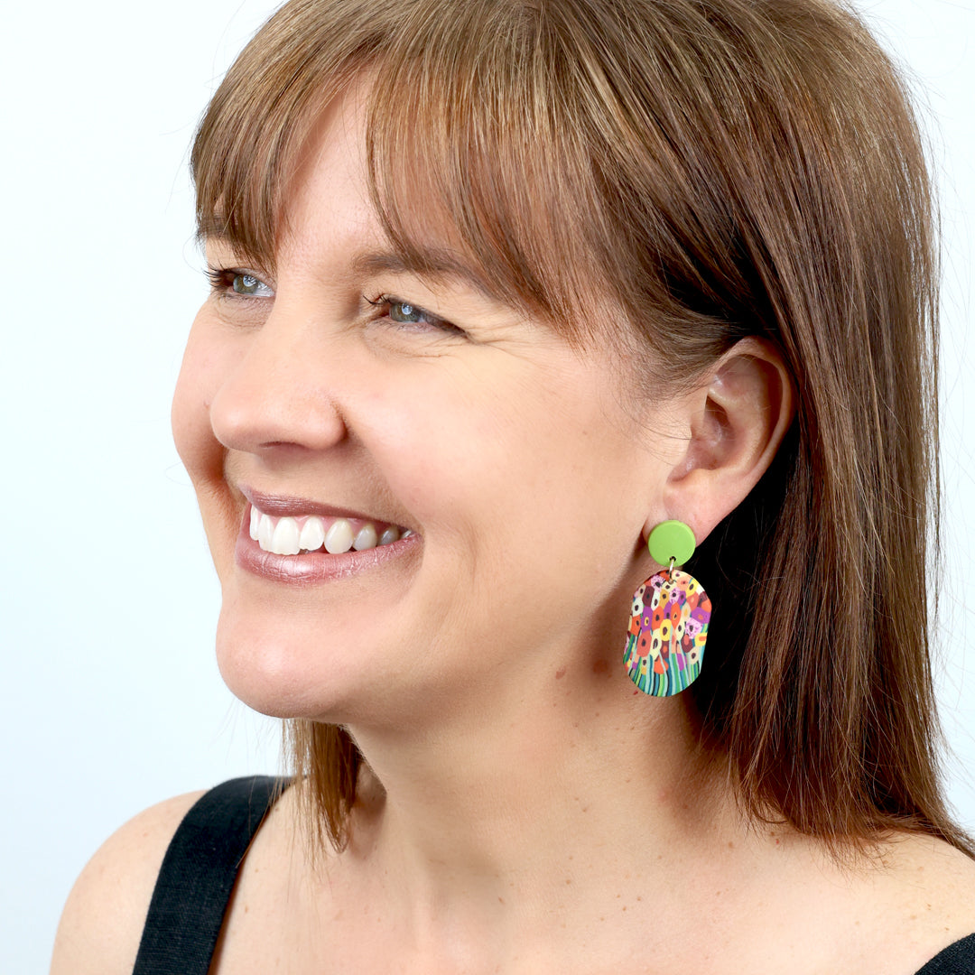 Acrylic & Polymer Dangles - 'Look At You You Are Beautiful' - Polly Ovals (12142)