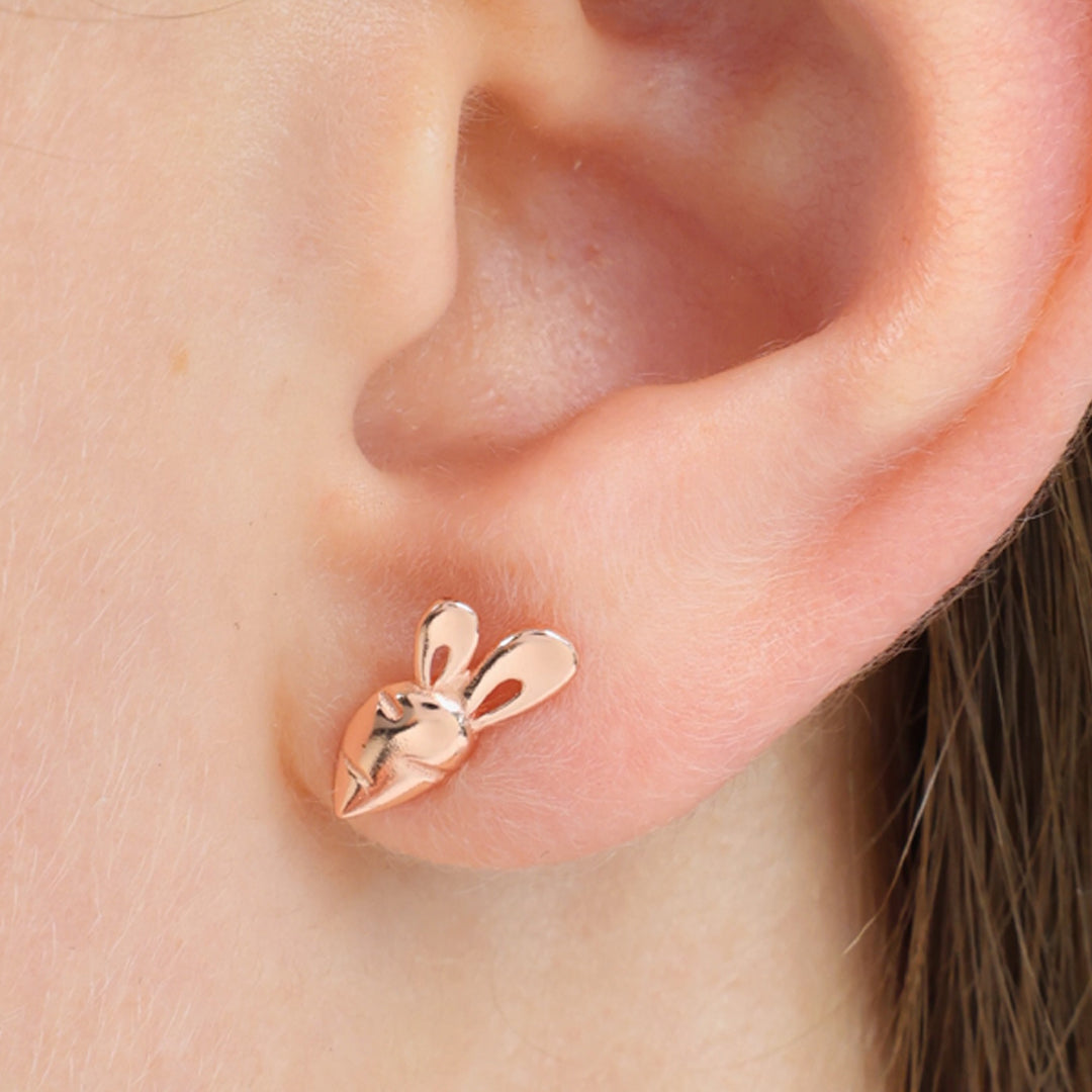 Sterling Silver Earring Studs - Love Just For You - BUNNY & CARROT Rose Gold (8811-R)