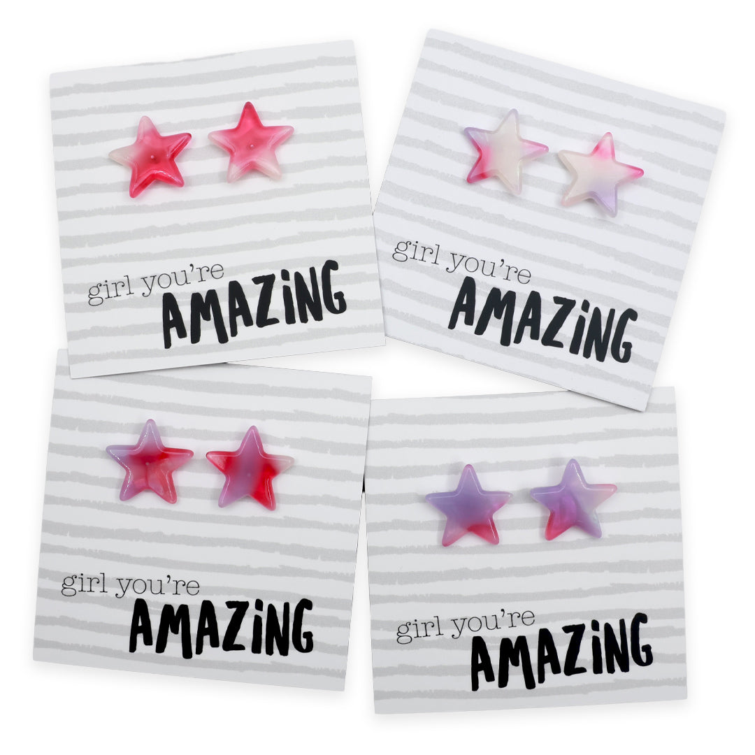 Resin Star Studs | Girl You're Amazing - Sugar & Spice