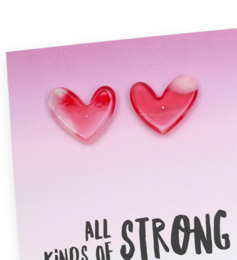 PINK COLLECTION | Resin Heart Studs | All Kinds Of Strong - Sugar & Spice