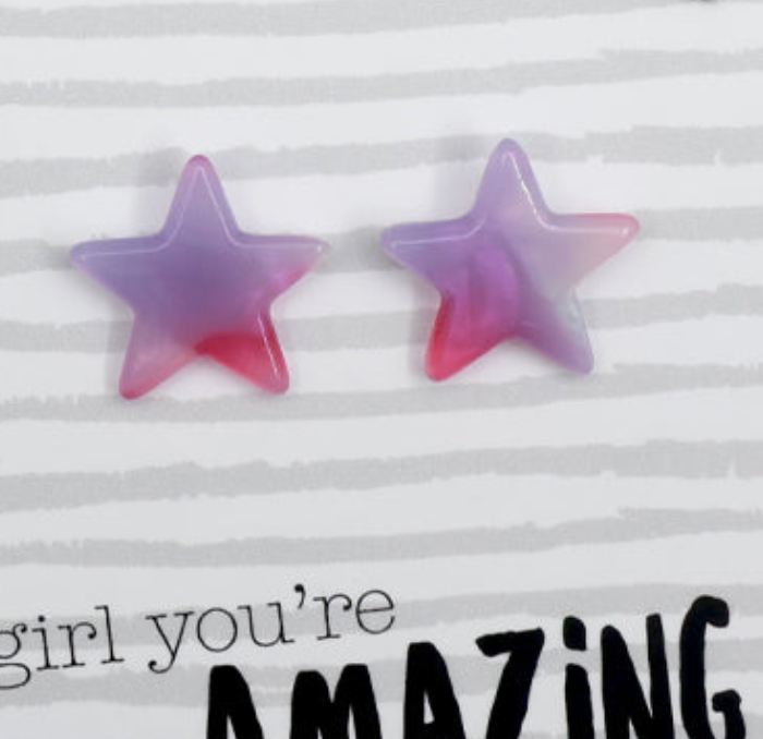 Resin Star Studs | Girl You're Amazing - Sugar & Spice