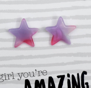 Resin Star Studs | Girl You're Amazing - Sugar & Spice