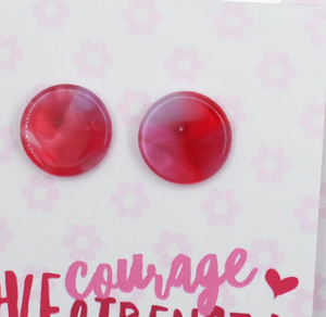 PINK COLLECTION | Resin Circle Studs | Love Courage Strength - Sugar & Spice