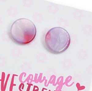 PINK COLLECTION | Resin Circle Studs | Love Courage Strength - Sugar & Spice
