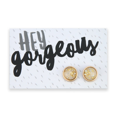 SPARKLEFEST - Hey Gorgeous - Gold with Angel Fleck Resin - Rose Gold Stainless Steel Studs (11535)