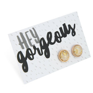 SPARKLEFEST - Hey Gorgeous - Rose Gold Stainless Steel Studs - Gold with Angel Fleck Resin (11535)