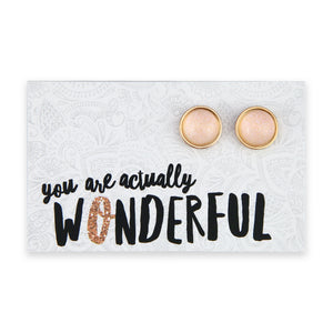 SPARKLEFEST - You Are Actually Wonderful - Rose Gold Stainless Steel Studs - Pearlesque Shimmer Resin (12164)