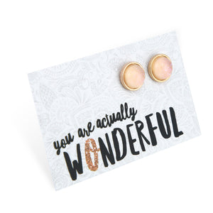 SPARKLEFEST - You Are Actually Wonderful - Rose Gold Stainless Steel Studs - Pearlesque Shimmer Resin (12164)