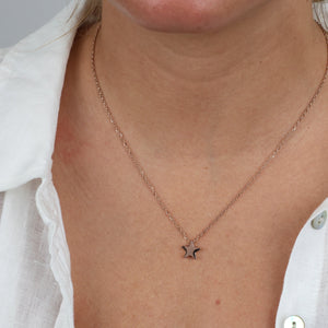 You are lovely - Star - Stainless Steel Rose Gold Necklace (11835)