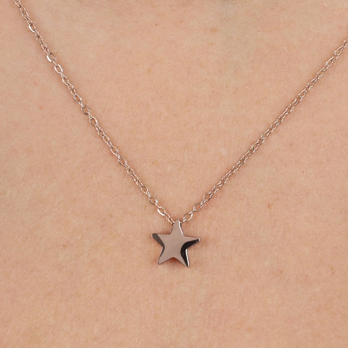 You are lovely - Star - Stainless Steel Rose Gold Necklace (11835)