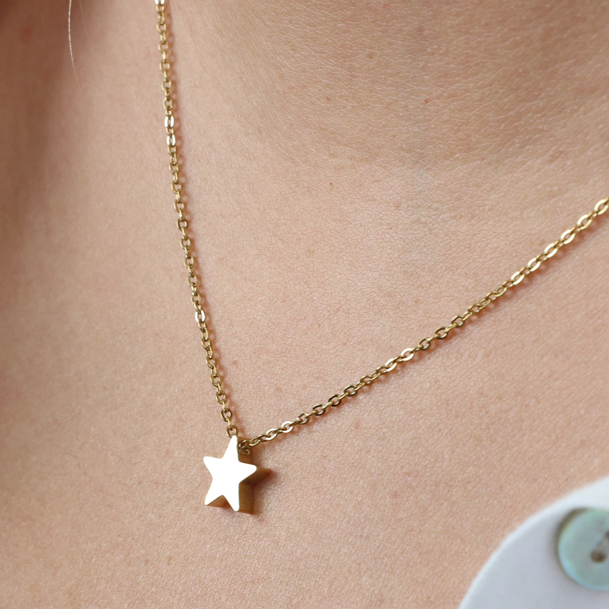 You are lovely - Star - Stainless Steel Gold Necklace (12044)