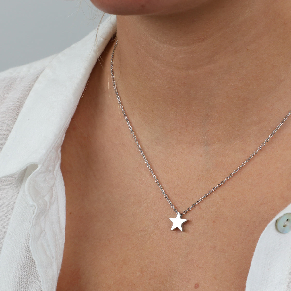 You are lovely - Star - Stainless Steel Silver Necklace (12164)