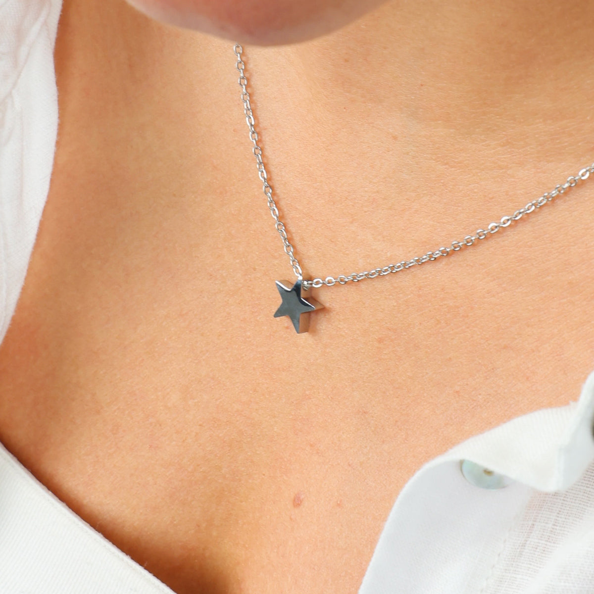 You are lovely - Star - Stainless Steel Silver Necklace (12164)