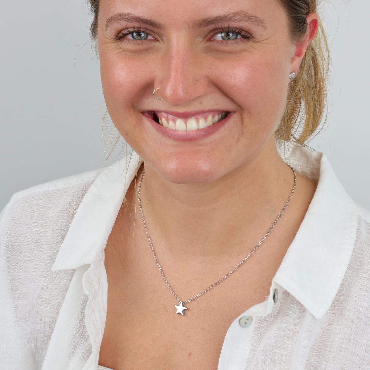 You are lovely - Star - Stainless Steel Silver Necklace (12164)